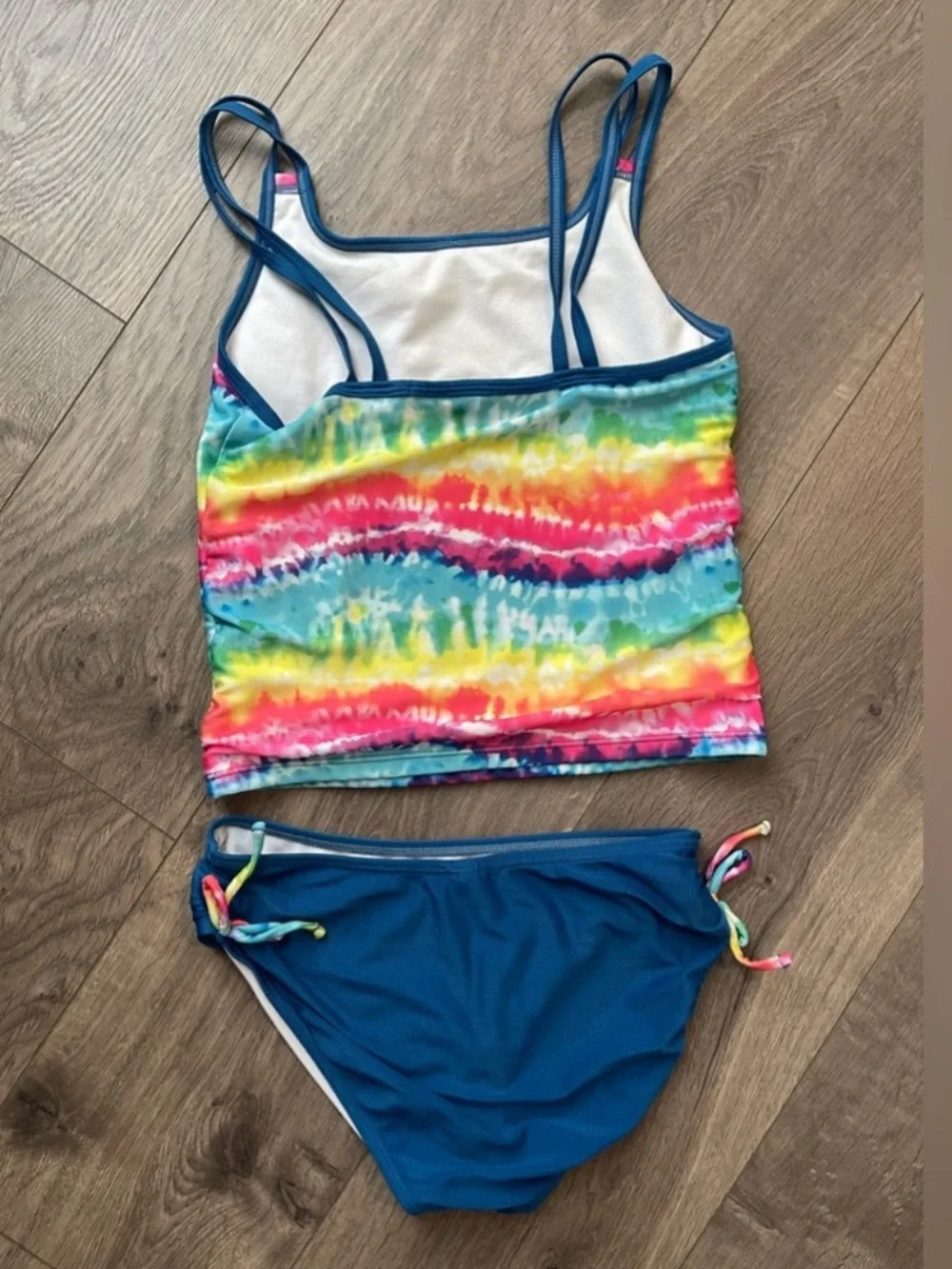 Cat & Jack Girls' Rainbow Tankini Set - Blue & Multicolor